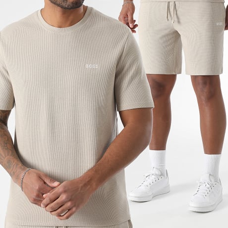 BOSS - Co-ord Set T-Shirt En Casual Short Waffle 50535891 50535884 Beige